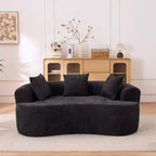 Canapé moderne Okak en croissant, dossier bas, avec coussins profonds et oreillers, canapé-futon en tissu chenille pour salon, appartements