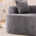 Canapé moderne Okak en croissant, dossier bas, avec coussins profonds et oreillers, canapé-futon en tissu chenille pour salon, appartements