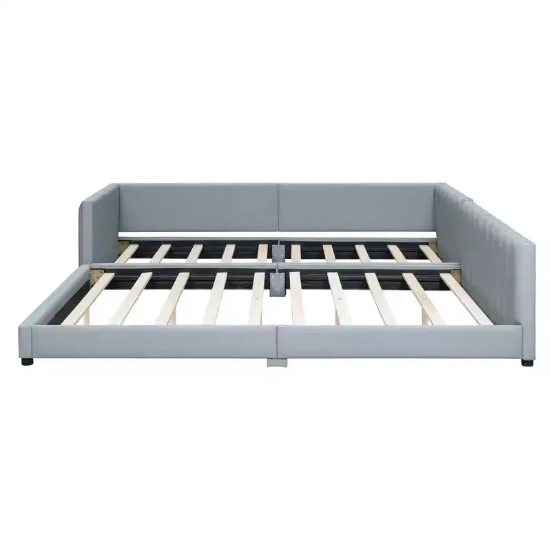 Lit gigogne rembourré Luxystar Queen & Twin XL, avec cuir PU et barrière de sécurité