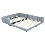 Lit gigogne rembourré Luxystar Queen & Twin XL, avec cuir PU et barrière de sécurité