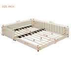 Lit gigogne rembourré Luxystar Queen & Twin XL, avec cuir PU et barrière de sécurité