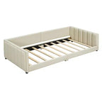 Lit gigogne rembourré Luxystar Queen & Twin XL, avec cuir PU et barrière de sécurité