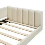 Lit gigogne rembourré Luxystar Queen & Twin XL, avec cuir PU et barrière de sécurité