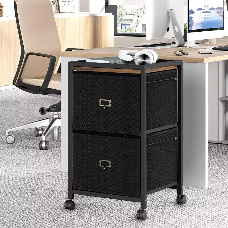 Meuble de classement mobile Acekool à 2 tiroirs, caisson de rangement sous bureau avec roulettes verrouillables, organisateur de bureau en métal