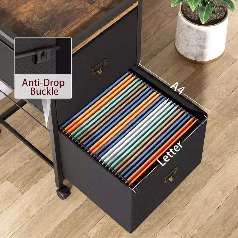 Meuble de classement mobile Acekool à 2 tiroirs, caisson de rangement sous bureau avec roulettes verrouillables, organisateur de bureau en métal