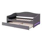 Lit de repos capitonné en polaire pelucheuse Luxystar, taille double, avec lumière LED et lit gigogne