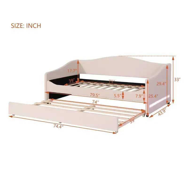 Lit de repos capitonné en polaire pelucheuse Luxystar, taille double, avec lumière LED et lit gigogne