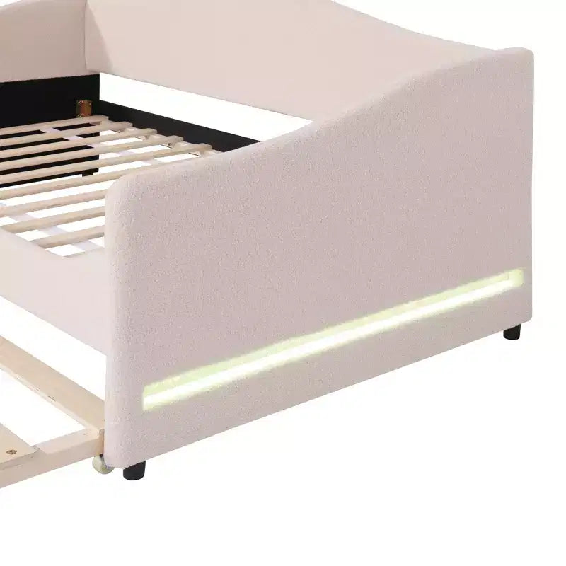 Lit de repos capitonné en polaire pelucheuse Luxystar, taille double, avec lumière LED et lit gigogne
