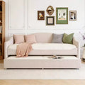 Luxystar Twin Size Teddy Fleece Upholstered Daybed with LED Light and Trundle
