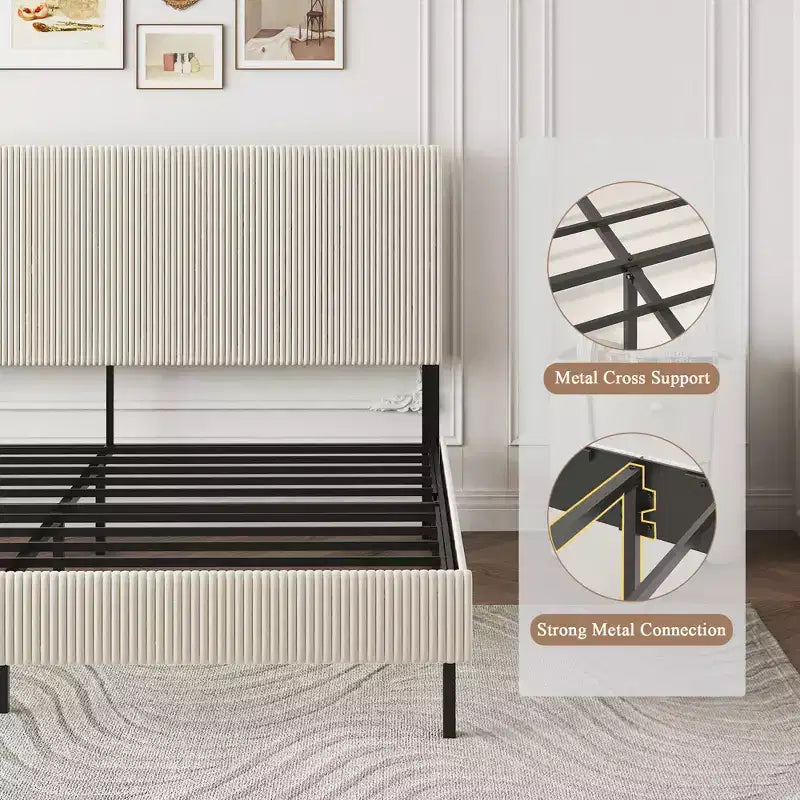 Lit moderne rembourré Olli GDFStudio avec tête de lit