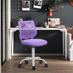 Chaise de Bureau sans Accoudoirs Mignonne FurnitureR, Petite Chaise d'Étude Informatique sans Accoudoirs Réglable Pivotante à Dossier Bas avec Roulettes pour Adolescents Étudiants, VIOLETTE