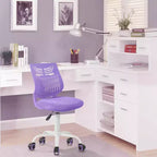 Chaise de Bureau sans Accoudoirs Mignonne FurnitureR, Petite Chaise d'Étude Informatique sans Accoudoirs Réglable Pivotante à Dossier Bas avec Roulettes pour Adolescents Étudiants, VIOLETTE