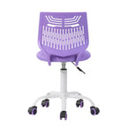 Chaise de Bureau sans Accoudoirs Mignonne FurnitureR, Petite Chaise d'Étude Informatique sans Accoudoirs Réglable Pivotante à Dossier Bas avec Roulettes pour Adolescents Étudiants, VIOLETTE