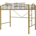 Loft Bed Twin Size,Heavy Duty Metal Loft Bed with Arched Guardrail & Safety Ladder,Space Saving Modern Design, No Box Spring Needed