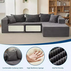 Canapé d'angle modulable Acekool Cloud de 274 cm avec méridienne, canapé moelleux sans accoudoirs en forme de L pour salon