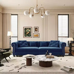 MAYEERTY 89 Velvet 3 Seat Sofa with Movable Ottoman, 3-in-1 Pull Out Sofa Bed, King Size Sofa Bed Blue