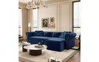 MAYEERTY 89 Canapé 3 places en velours avec pouf mobile, canapé-lit escamotable 3-en-1, grand lit bleu