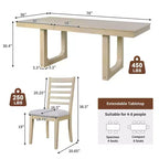 Ensemble de salle à manger MAYEERTY 7 pièces extensible, table rustique de 78" et 6 chaises