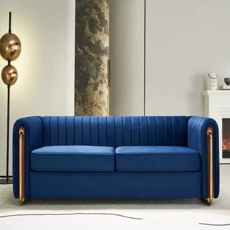 Canapé moderne de 84 pouces en velours, canapé 3 places avec pieds en métal doré et accoudoirs roulés pour salon, chambre ou appartement - Panipeachy