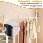 Portant à vêtements en métal avec roulettes, penderie mobile robuste sur pied, étagère de rangement inférieure et crochets, organisateur de garde-robe roulant pour chambre, placard