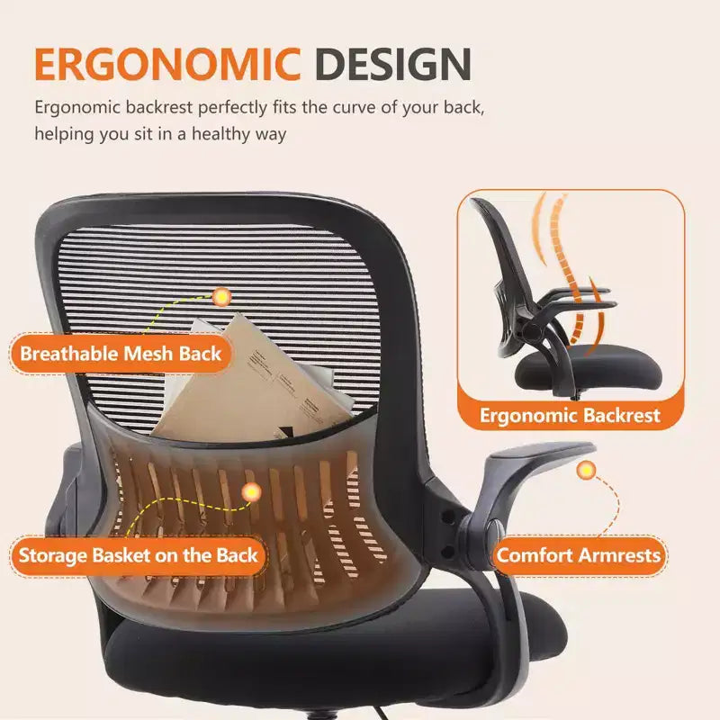 Chaise de bureau ergonomique MAYEERTY pour bureau assis-debout avec hauteur réglable, chaises de bureau d'ordinateur, accoudoir mobile, noir