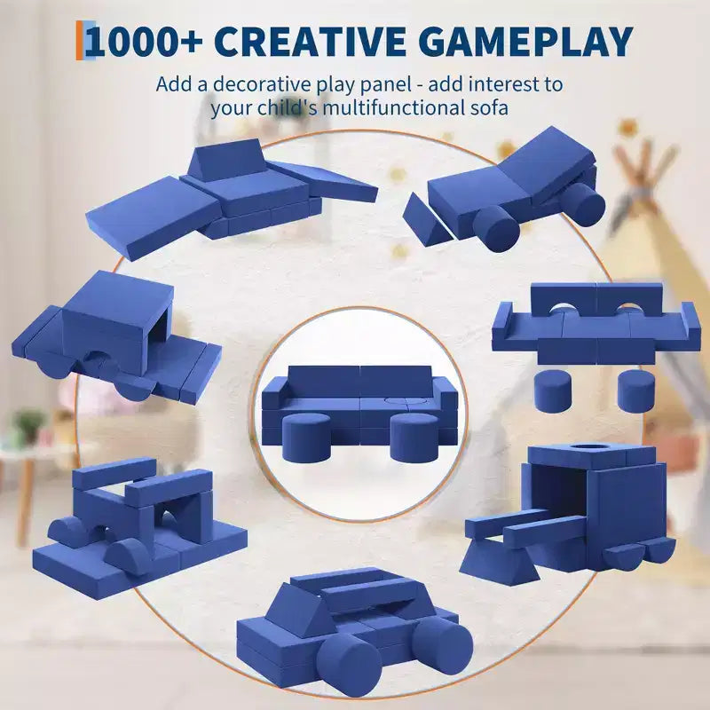 Canapé de jeu modulaire pour enfants, canapé explorateur pour enfants 22 pièces/13 pièces, canapé de jeu convertible en mousse pour chambre à coucher et salle de jeux, canapé gris 2 places pour enfants