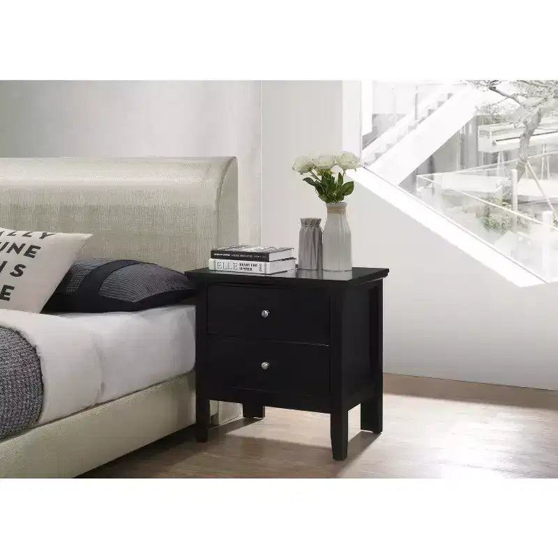 HomeStock Rectangle Cherry Wood Nighstand For Living Room and Bedroom