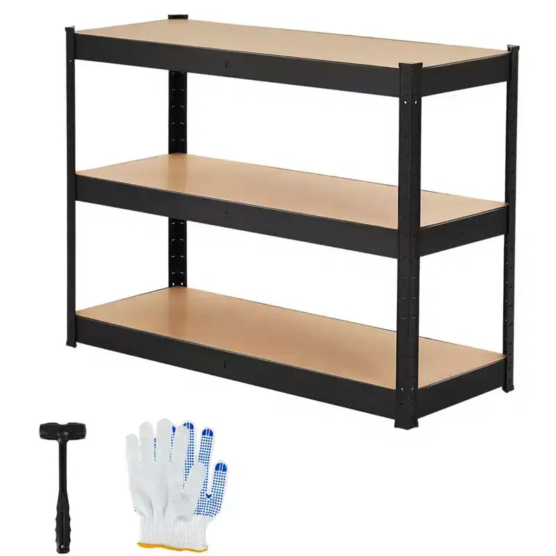 Étagère de rangement à 3 niveaux 35x24x35, Acier au carbone et MDF, Supporte 180 kg par tablette, Réglable pour garde-manger et sous-sol