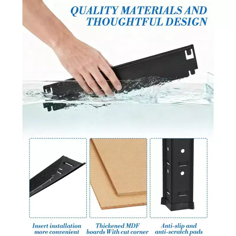 Étagère de rangement à 3 niveaux 35x24x35, Acier au carbone et MDF, Supporte 180 kg par tablette, Réglable pour garde-manger et sous-sol