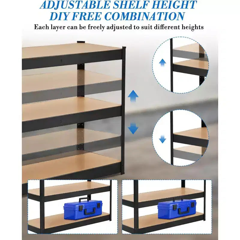 Étagère de rangement à 3 niveaux 35x24x35, Acier au carbone et MDF, Supporte 180 kg par tablette, Réglable pour garde-manger et sous-sol