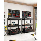 Étagère de rangement à 3 niveaux 35x24x35, Acier au carbone et MDF, Supporte 180 kg par tablette, Réglable pour garde-manger et sous-sol