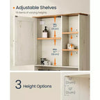 SONGMICS Armoire Murale, Assemblage Sans Outil Ultra Rapide, Meuble de Rangement Style Ferme avec Étagères Réglables et Porte, Blanc Rustique et Brun Miel