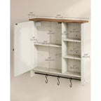 SONGMICS Armoire Murale, Assemblage Sans Outil Ultra Rapide, Meuble de Rangement Style Ferme avec Étagères Réglables et Porte, Blanc Rustique et Brun Miel