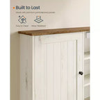 SONGMICS Armoire Murale, Assemblage Sans Outil Ultra Rapide, Meuble de Rangement Style Ferme avec Étagères Réglables et Porte, Blanc Rustique et Brun Miel