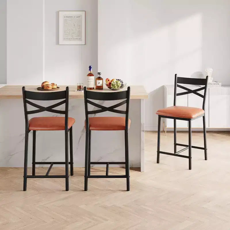 Lot de 2 tabourets de bar, chaises de bar hauteur comptoir avec dossier, coussin épais et cuir PU, chaises de salle à manger rembourrées pour îlot de cuisine, bar, salle à manger