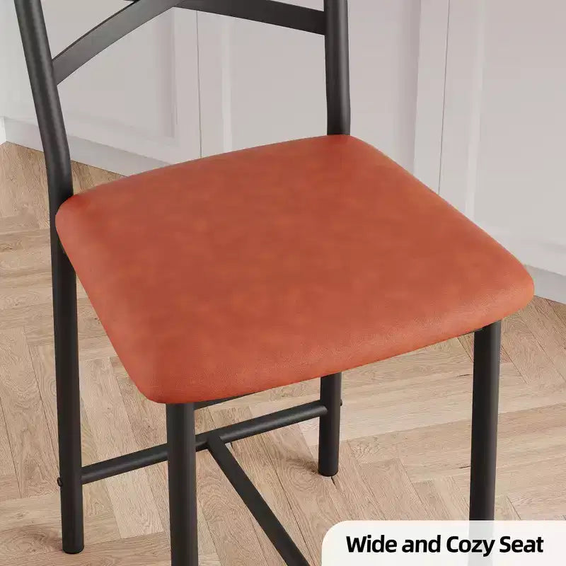 Lot de 2 tabourets de bar, chaises de bar hauteur comptoir avec dossier, coussin épais et cuir PU, chaises de salle à manger rembourrées pour îlot de cuisine, bar, salle à manger