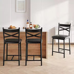 Lot de 2 tabourets de bar, chaises de bar hauteur comptoir avec dossier, coussin épais et cuir PU, chaises de salle à manger rembourrées pour îlot de cuisine, bar, salle à manger