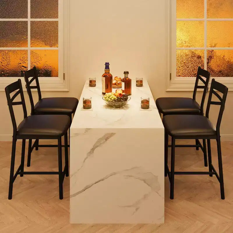 Lot de 2 tabourets de bar, chaises de bar hauteur comptoir avec dossier, coussin épais et cuir PU, chaises de salle à manger rembourrées pour îlot de cuisine, bar, salle à manger