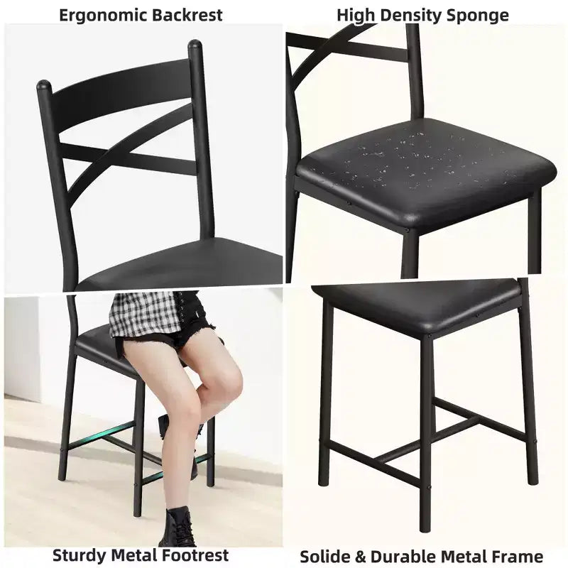 Lot de 2 tabourets de bar, chaises de bar hauteur comptoir avec dossier, coussin épais et cuir PU, chaises de salle à manger rembourrées pour îlot de cuisine, bar, salle à manger