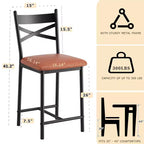 Lot de 2 tabourets de bar, chaises de bar hauteur comptoir avec dossier, coussin épais et cuir PU, chaises de salle à manger rembourrées pour îlot de cuisine, bar, salle à manger