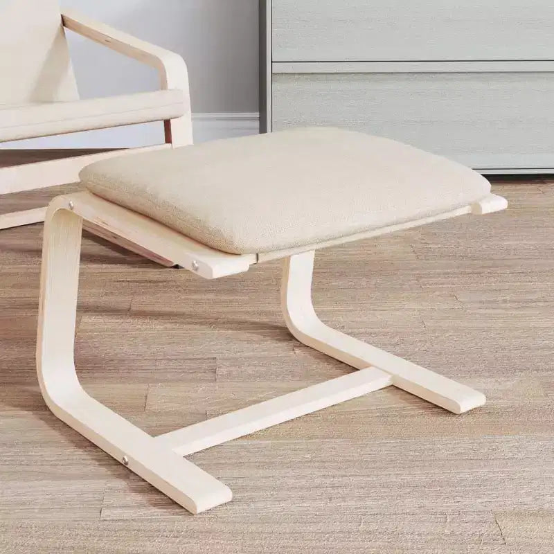 vidaXL Ottoman Repose-pieds Pouf Tabouret Tissu Salon - Crème