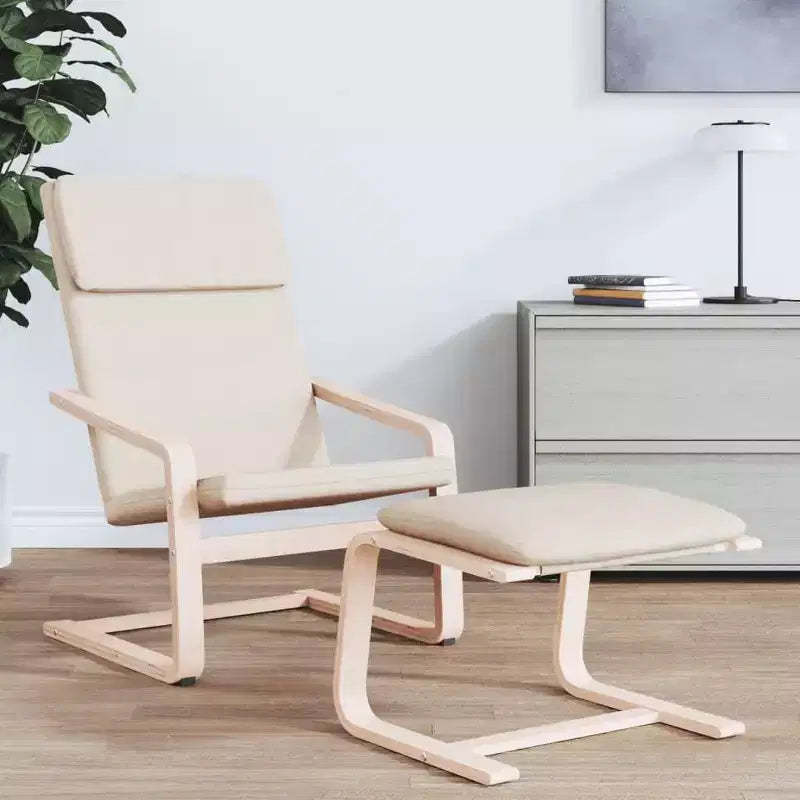 vidaXL Ottoman Repose-pieds Pouf Tabouret Tissu Salon - Crème