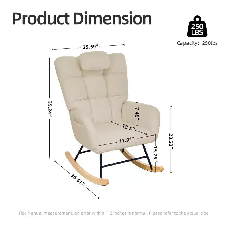 Fauteuil pour adultes, Fauteuil à bascule de lecture avec ottoman, Fauteuil à bascule planeur avec dossier haut, Chambre de bébé