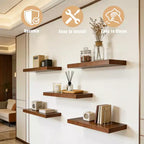 Étagères murales flottantes, étagères murales rustiques avec supports métalliques, étagères de présentation en bois pour chambre, salon, salle de bain, plantes et décoration