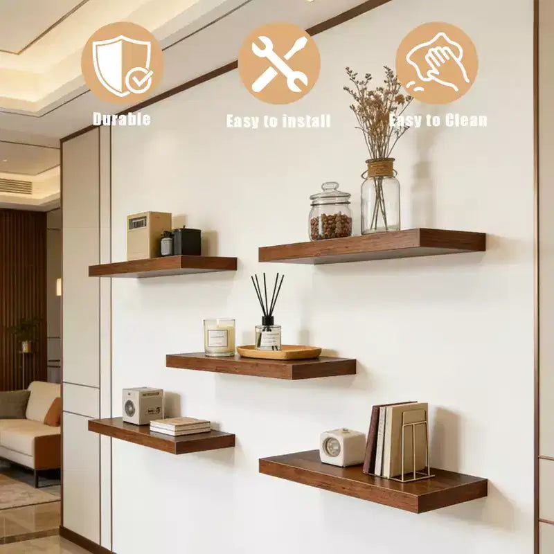 Étagères murales flottantes, étagères murales rustiques avec supports métalliques, étagères de présentation en bois pour chambre, salon, salle de bain, plantes et décoration