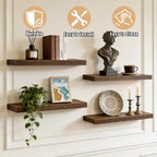 Étagères murales flottantes, étagères murales rustiques avec supports métalliques, étagères de présentation en bois pour chambre, salon, salle de bain, plantes et décoration