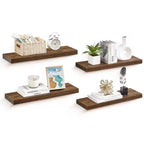 Étagères murales flottantes, étagères murales rustiques avec supports métalliques, étagères de présentation en bois pour chambre, salon, salle de bain, plantes et décoration