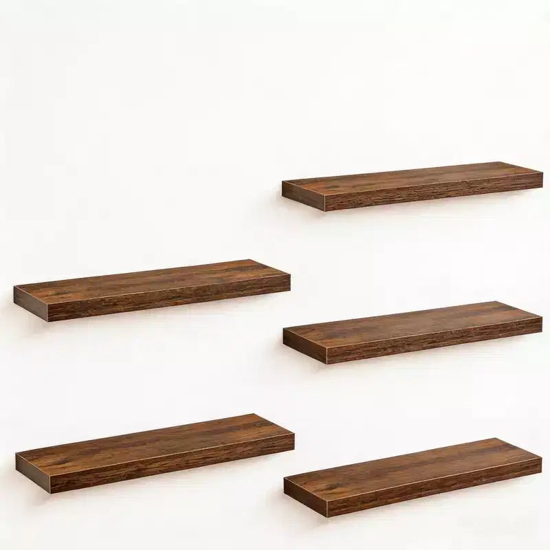 Étagères murales flottantes, étagères murales rustiques avec supports métalliques, étagères de présentation en bois pour chambre, salon, salle de bain, plantes et décoration