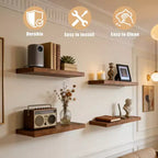 Étagères murales flottantes, étagères murales rustiques avec supports métalliques, étagères de présentation en bois pour chambre, salon, salle de bain, plantes et décoration