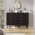 2 Pack 4 Drawer Dresser for Bedroom, Modern Wood Storage Chest, Metal Legs & Gold Handles, Water-Resistant Closet Organizer for Home